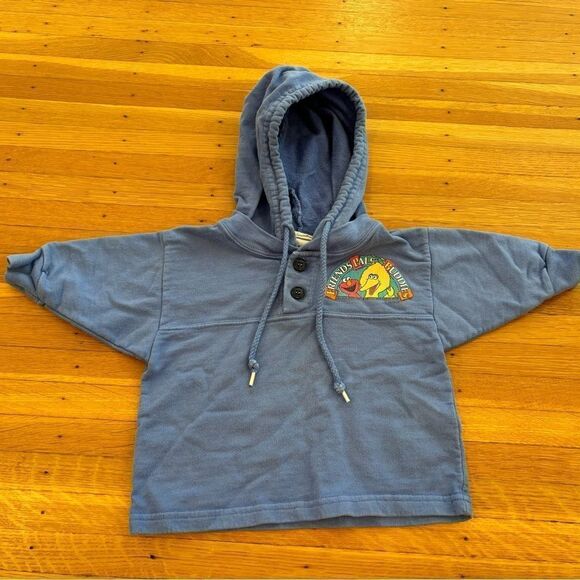 Sesame Street Vintage Elmo Big Bird Blue Hoodie - Picture 1 of 5